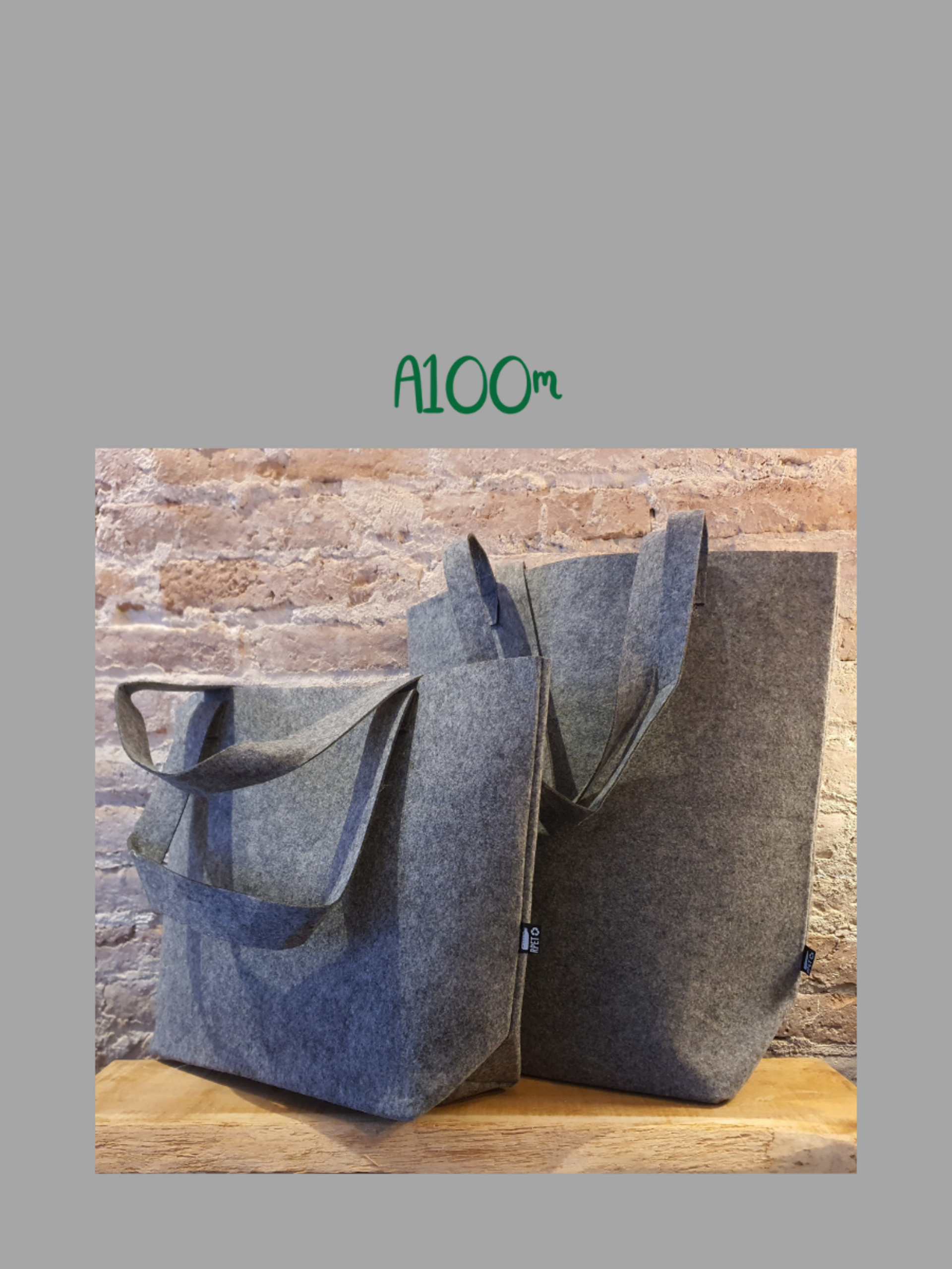 Bolsa grande fieltro rpet gris personalizada - 4